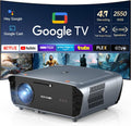 2550 ANSI Daytime Projector 4K Google TV for Home/Outdoor Movie Night Game | Dual 35W Speakers Doiby Audio Live TV Tof Auto Focus Keystone Shorter Throw Voice Assistant HDMI ARC/CEC Wifi 6 Bluetooth NFC
