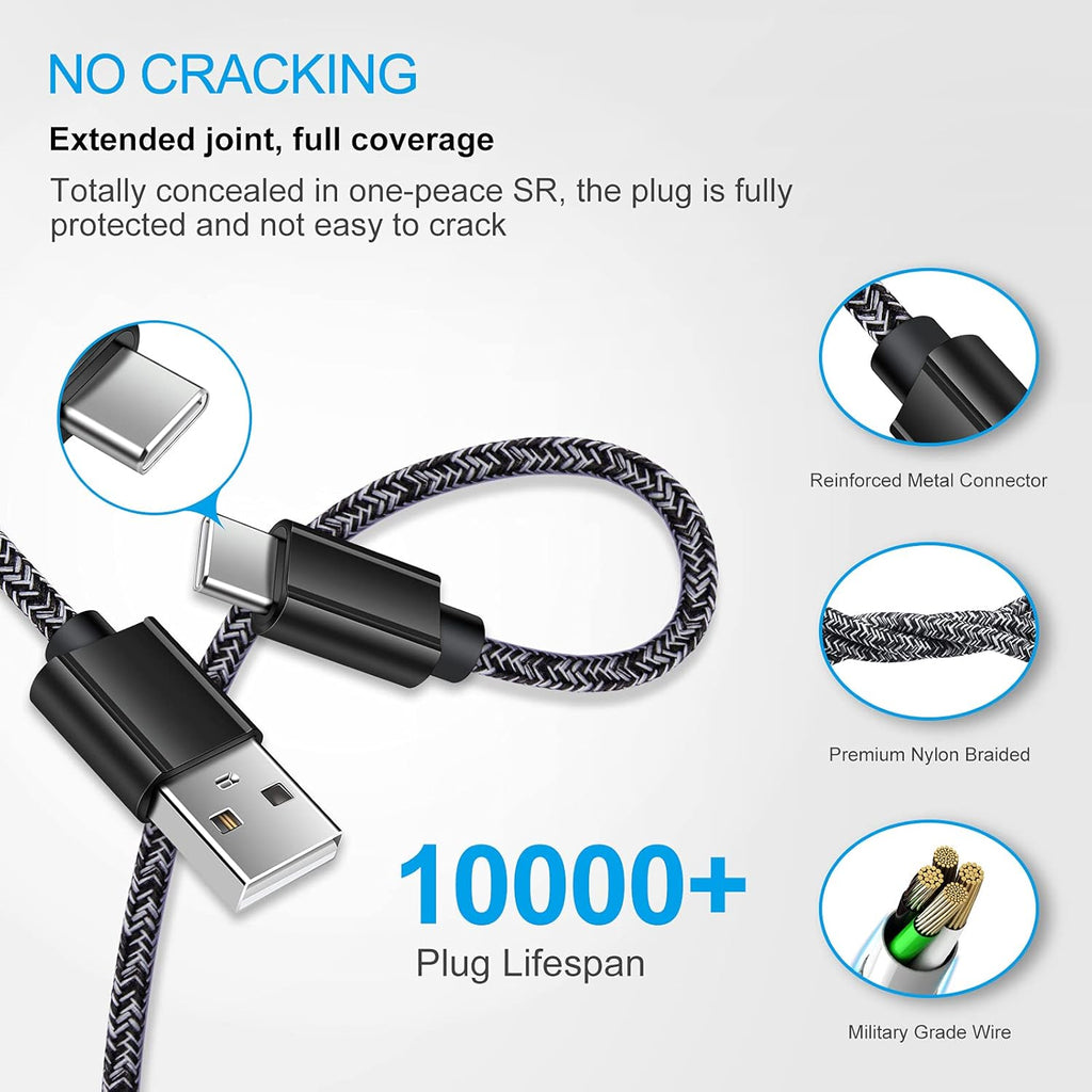 Type C Charger Fast Charger for Samsung Galaxy S26 S25 S24 S23 S22 S21 Z Fold7 A57 A37 A17 A56 A36 A26 A16 A55 A35 A25 A15 A54 A14 A53 A13,Quick Charge 3.0 Car Charger Wall Adapter+3Ft 6FT USB C Cable