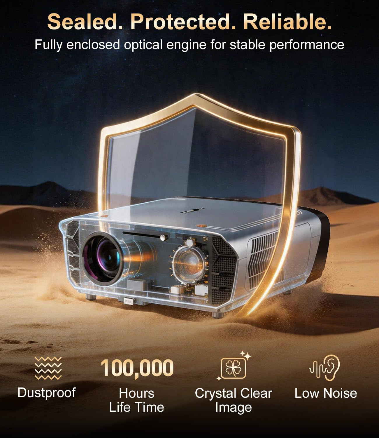 2550 ANSI Daytime Projector 4K Google TV for Home/Outdoor Movie Night Game | Dual 35W Speakers Doiby Audio Live TV Tof Auto Focus Keystone Shorter Throw Voice Assistant HDMI ARC/CEC Wifi 6 Bluetooth NFC