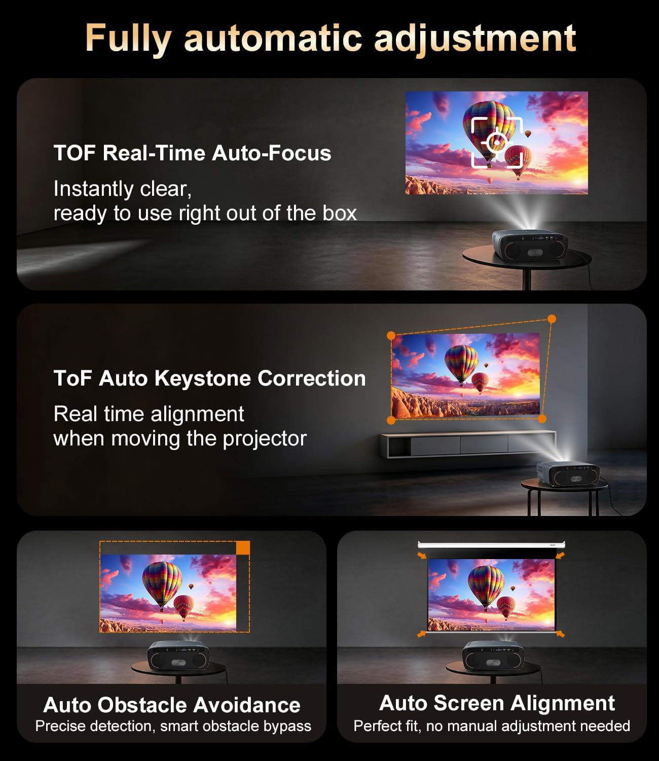 2550 ANSI Daytime Projector 4K Google TV for Home/Outdoor Movie Night Game | Dual 35W Speakers Doiby Audio Live TV Tof Auto Focus Keystone Shorter Throw Voice Assistant HDMI ARC/CEC Wifi 6 Bluetooth NFC