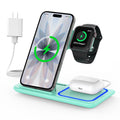 Wireless Charging Station, 2025 Upgraded 18W 3 in 1 Wireless Charger Stand for Iphone 16/15/14/13/12/11 Pro/Xs, Airpods 4/3/2/1/Pro, Iwatch Series 10/9/8/7/6/5/4/3,Samsung Phones(Green)