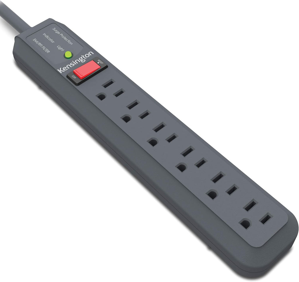 Kensington Guardian 6 Outlet Power Strip, 15Ft Surge Protector, 15-Foot Cord, 540 Joules, Black(K38215Na), Plastic, Rubber