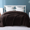 King Size Flannel Fleece Blanket, 90"X104" Soft Jacquard Weave Leaves Pattern Velvet Plush Bed Blanket, Coffee