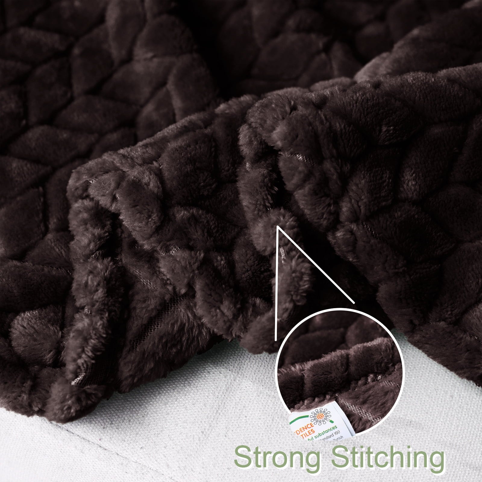 King Size Flannel Fleece Blanket, 90"X104" Soft Jacquard Weave Leaves Pattern Velvet Plush Bed Blanket, Coffee