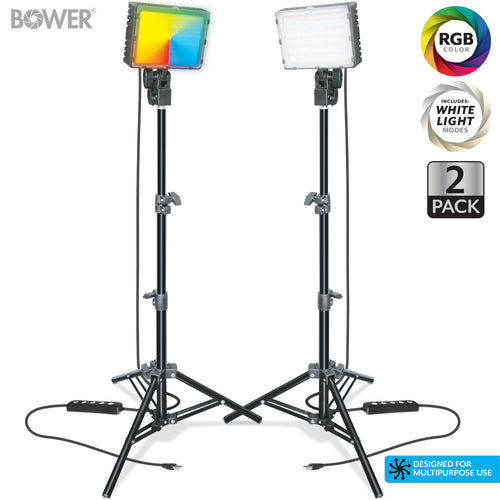 2-Pack LED Panel Ring Light Kit with Tripods for Content Creation
